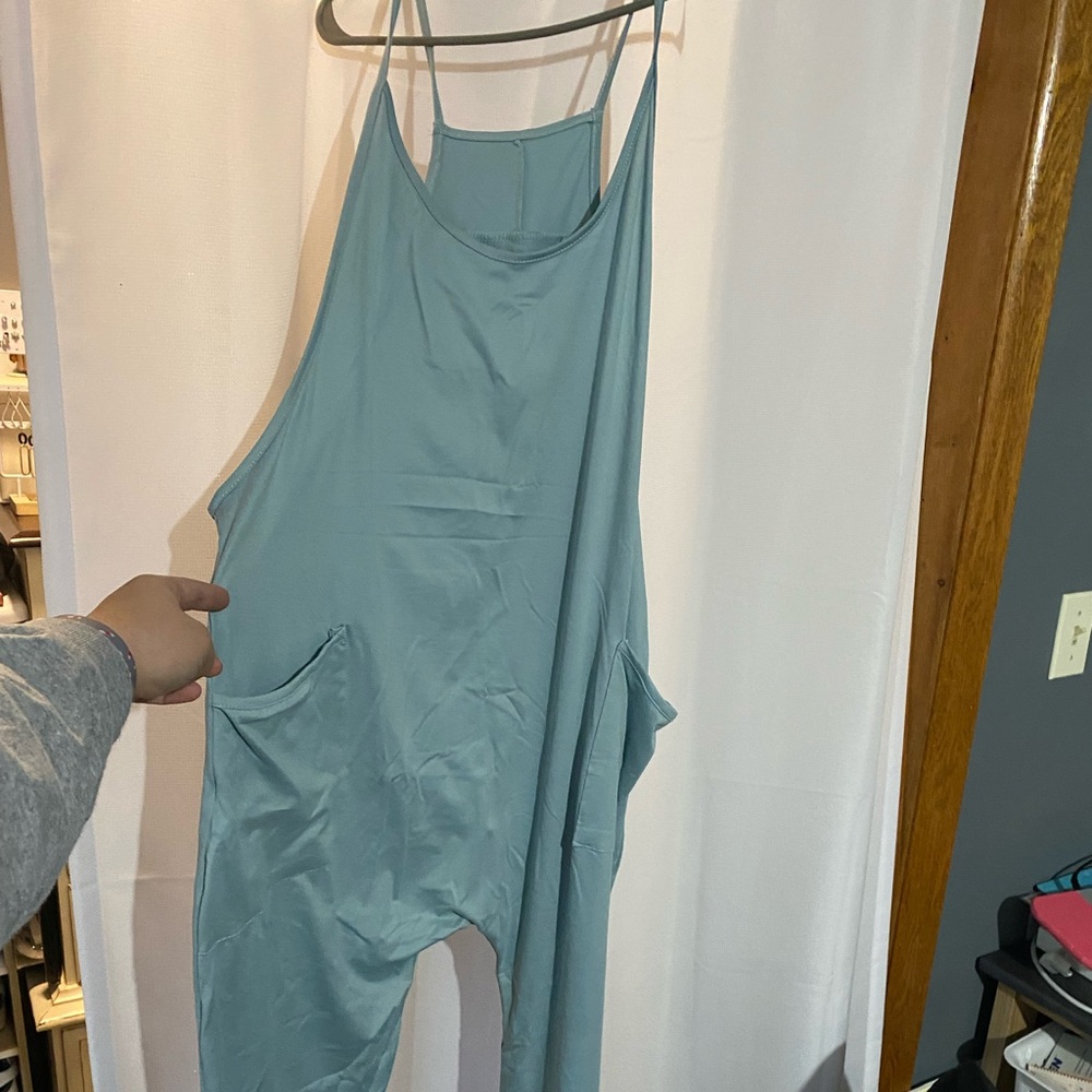 Mint Green Strappy Jumpsuit with Pockets